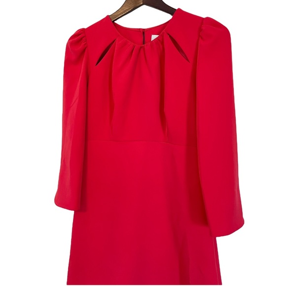 Milly Red Puff Sleeve Cutout Dress, Size 4 - Picture 2 of 9